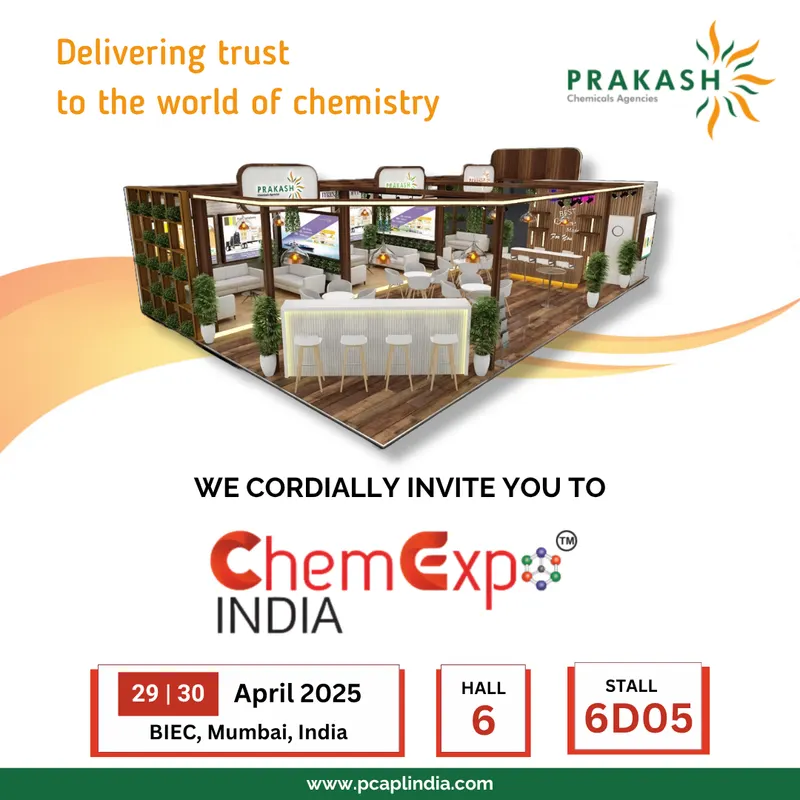 A social post inviting visitors to the ChemExpo India stall in Mumbai