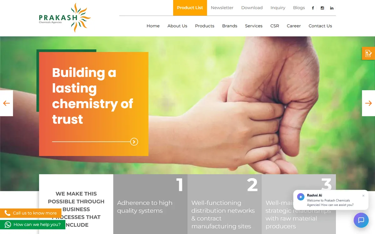 The Prakash Chemicals Agencies home page: Building a lasting chemistry of trust