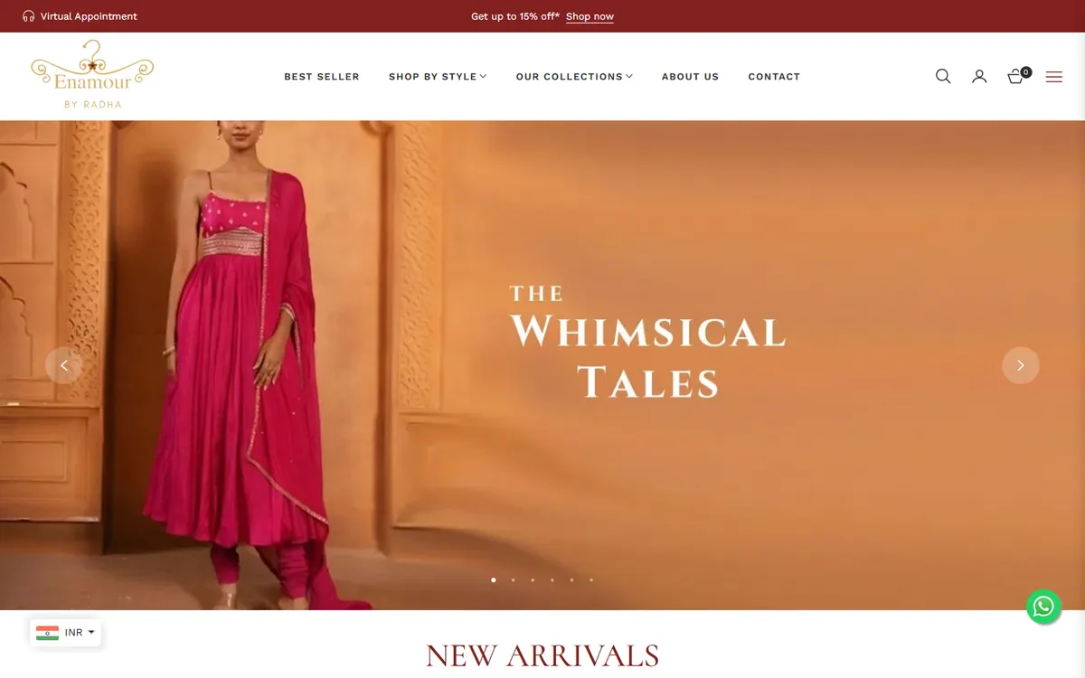 The Enamour by Radha online shop home page